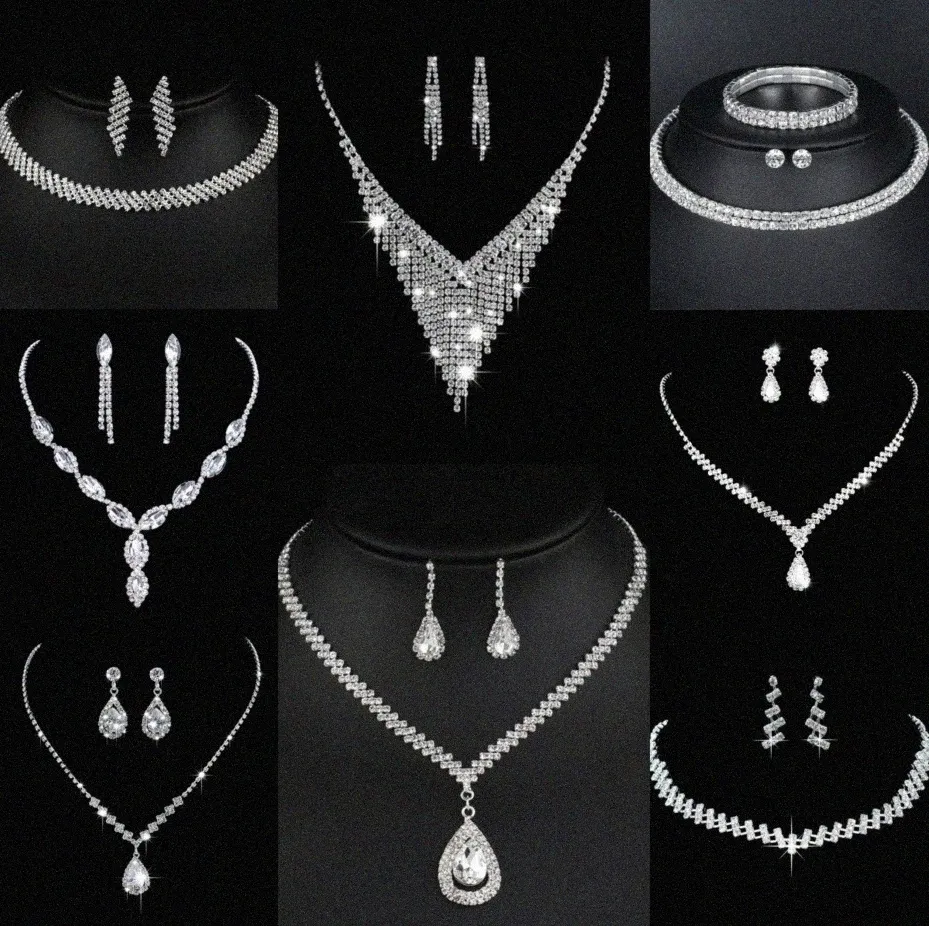 Preziosi gioielli di diamanti da laboratorio set di orecchini da sposa in argento in argento sterling per donne che giungono gioielli di gioielli da sposa m5id#