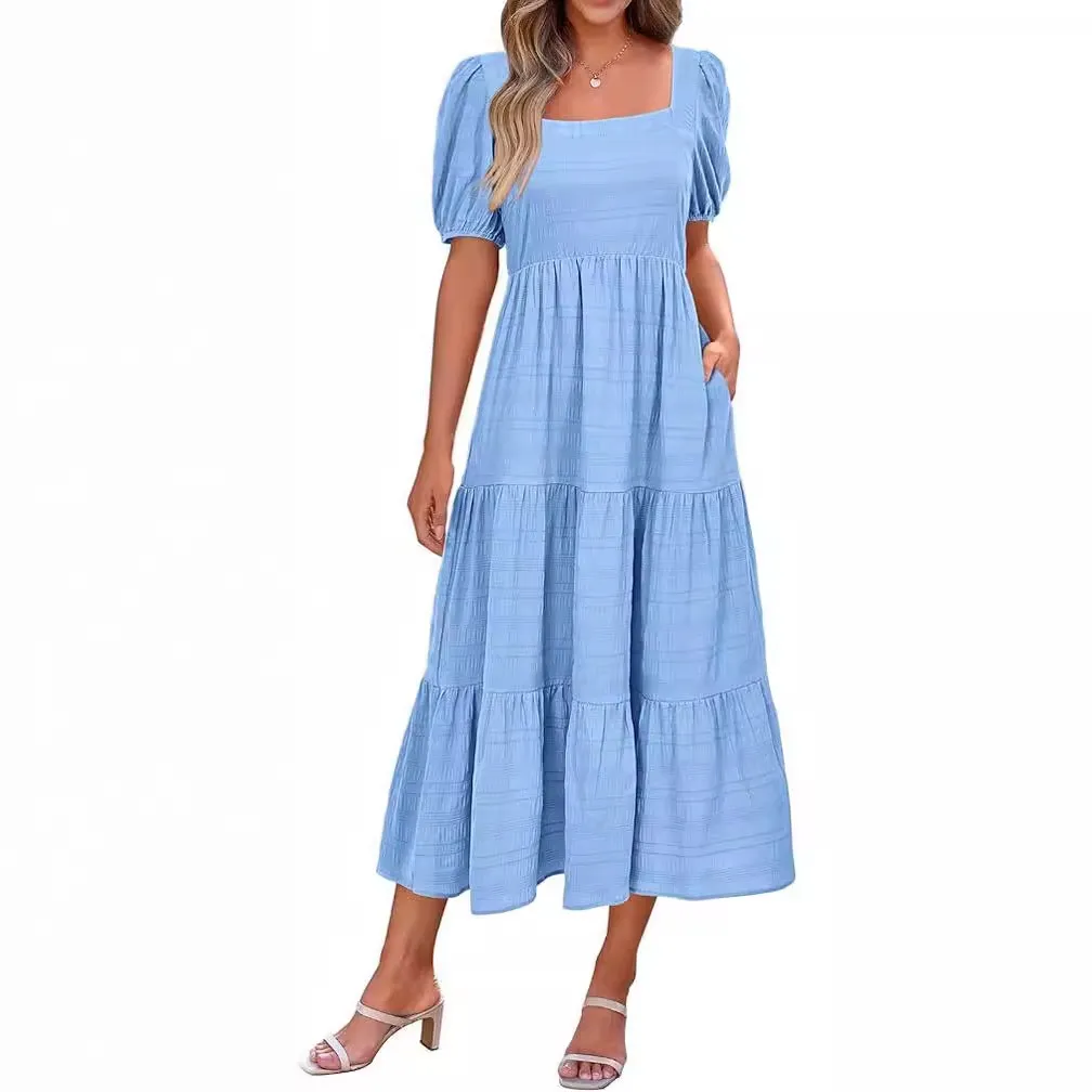 knee length dresses for ladies Watercolor Print Relaxed Short Sleeve Dress main image 1