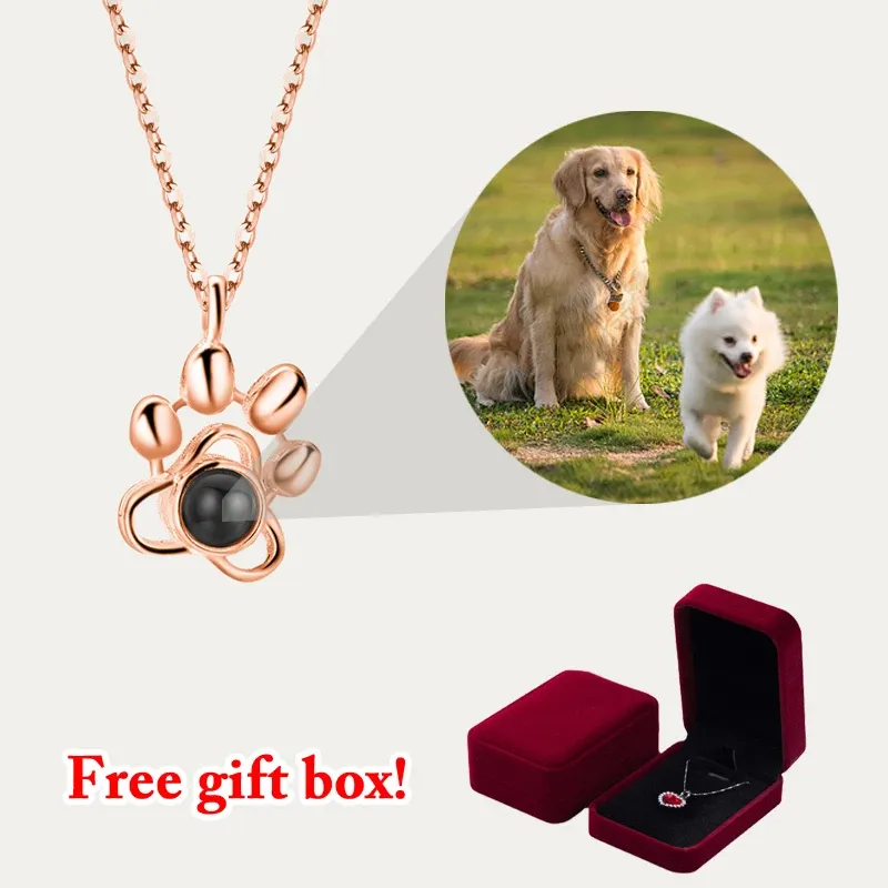 Necklaces S925 Silver Pet Paws Necklace Custom Photo Necklace For Women Gift 2022 Hot Fashion Personalise Luxury Accessories With Free Box