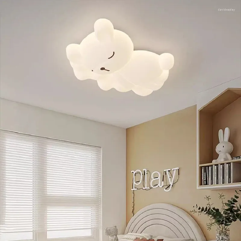 Luci a soffitto Orso bianco per dormire LED per bambini Luce moderna Minimalista Ragazzo Minimalista Decorazioni per la camera da letto Lampade giovanili