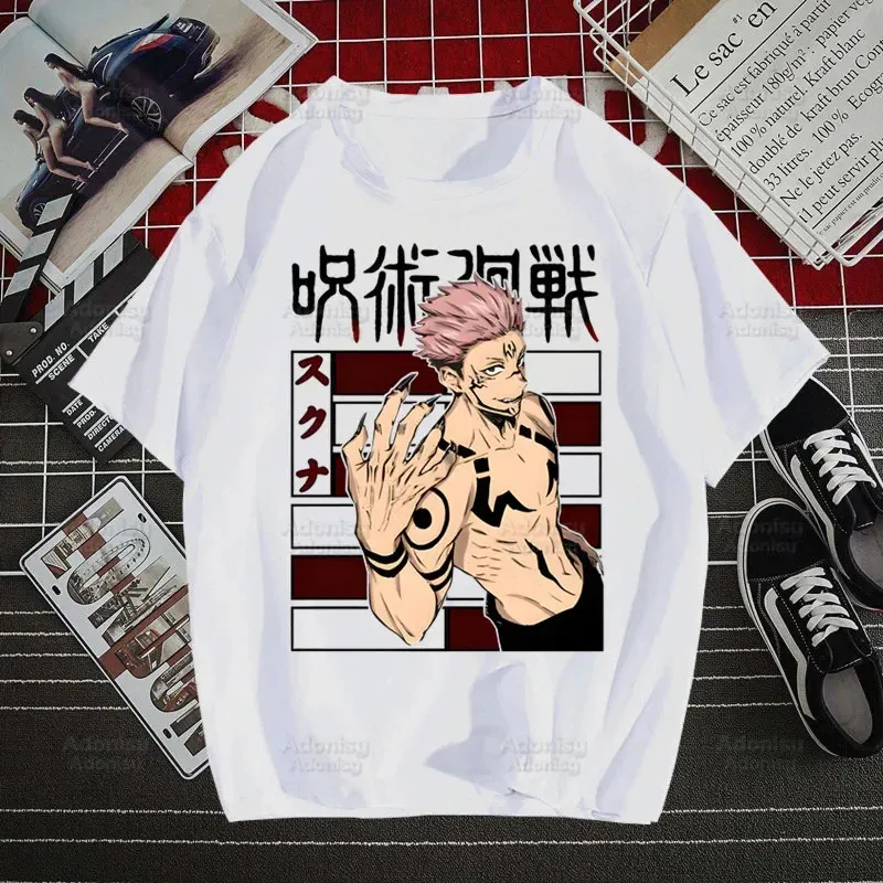 Gojo Satoru jujutsu Kaisen Otaku Harajuku Man TシャツTシャツTOPSデザインショートスリーエレベた美観アニメ240412