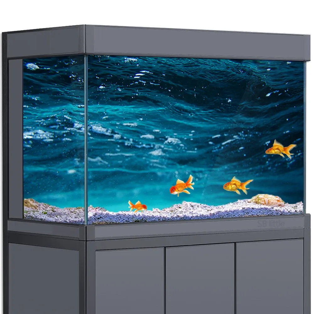 Akvarier Akvarium Bakgrund 3D Blue Ocean Sea Underwater HD Printing Wallpaper Fish Tank Reptile Habitat Decorations PVC