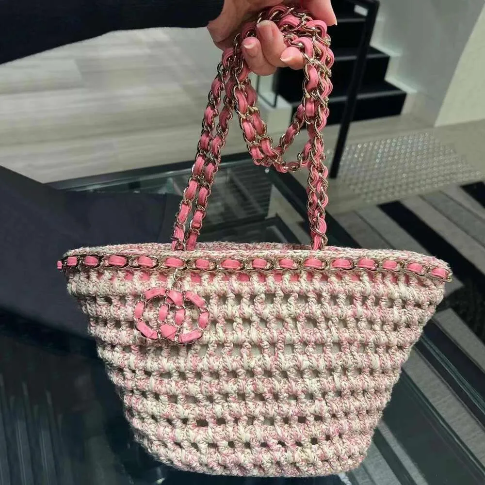Designer Leder Handtasche Chenel Beach Bag Premium Graswebige rosa Einkaufstasche Big Tongtong Gemüse Korb Frauenbeutel