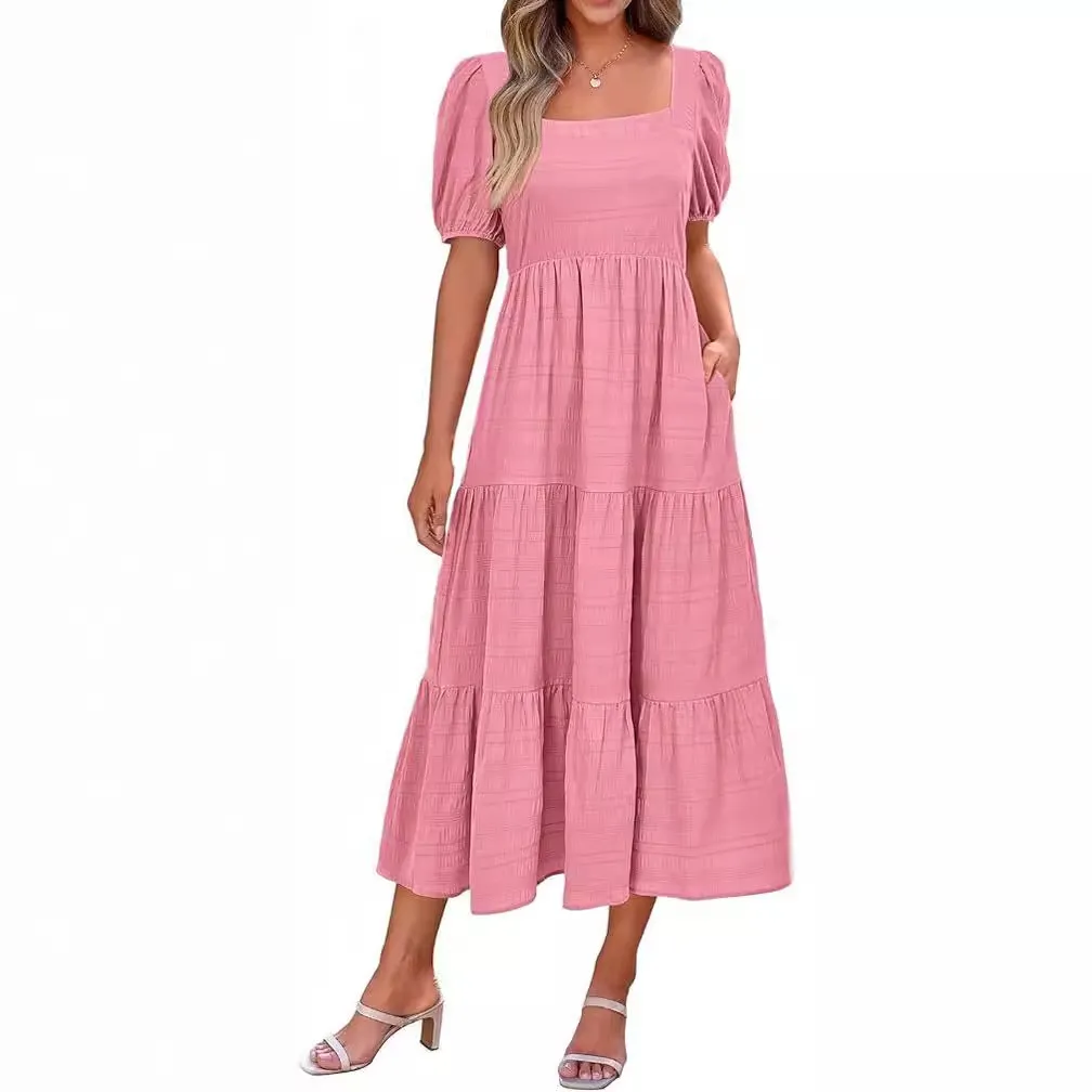 navy blue dress for baby girl FSY-Women's Floral Print Button A-line Flowy Midi Dress – LAI MENG FIVE CATS main image 1