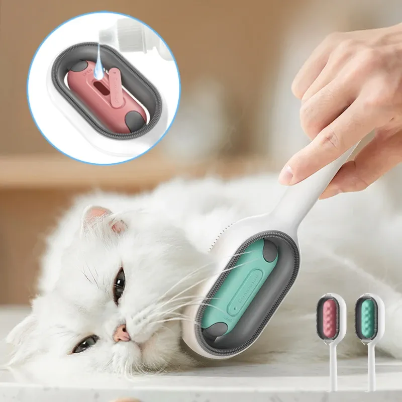 Grooming 4 i 1 Pet Grooming Brush Cleaning Massage Remover Comb för Cat Dog General Supplies With Water Tank Pets Products Tillbehör