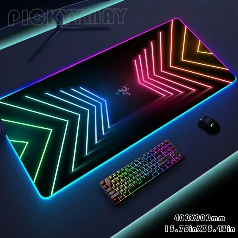 PADS RAZER RGB GAMING MOUSEPAD Big LED Gamer Desk Pad PC Desk Mat Luminous Mouse Pad Stor tangentbord Mattor Bord Mattan med bakgrundsbelyst