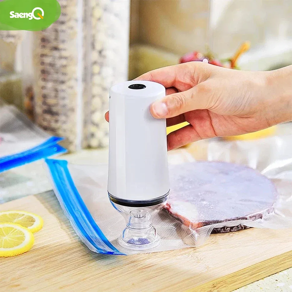 Sealadores Saengq Handheld Food Vacuum Sealer Packaging Machine Film Film Film Selador USB Vacuum Packer com 5 ou 10pcs de zíper a vácuo sacos