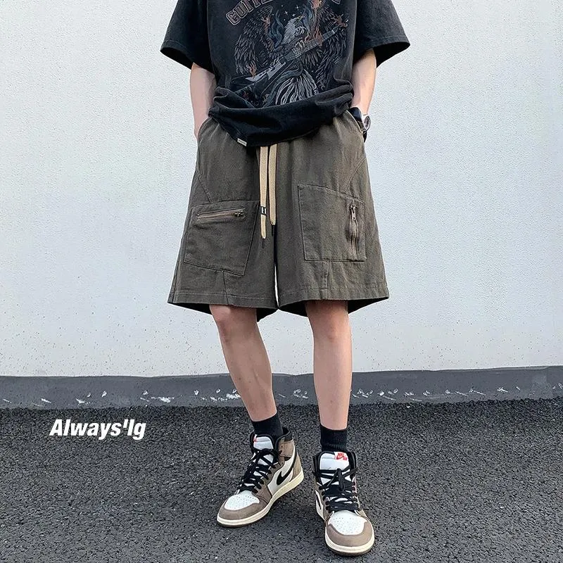 Heren shorts -Youth Zipper Y2K Streetwear Cargo 2024 Zomermannen Harajuku Zwarte Grapic Koreaanse zakken Vintage 5xl