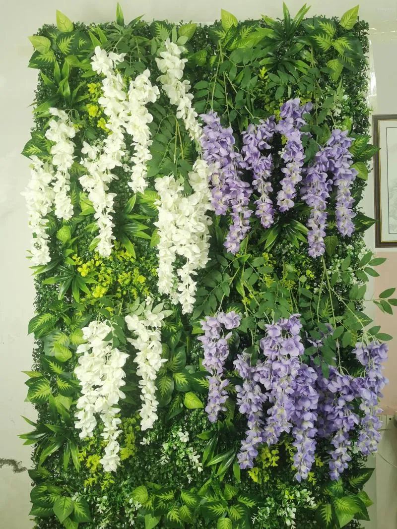 Fleurs décoratives 40 60cm Wisteria Panneau artificiel Panne de feu feuille de feuille de feuille de fleur décoration fond de garde