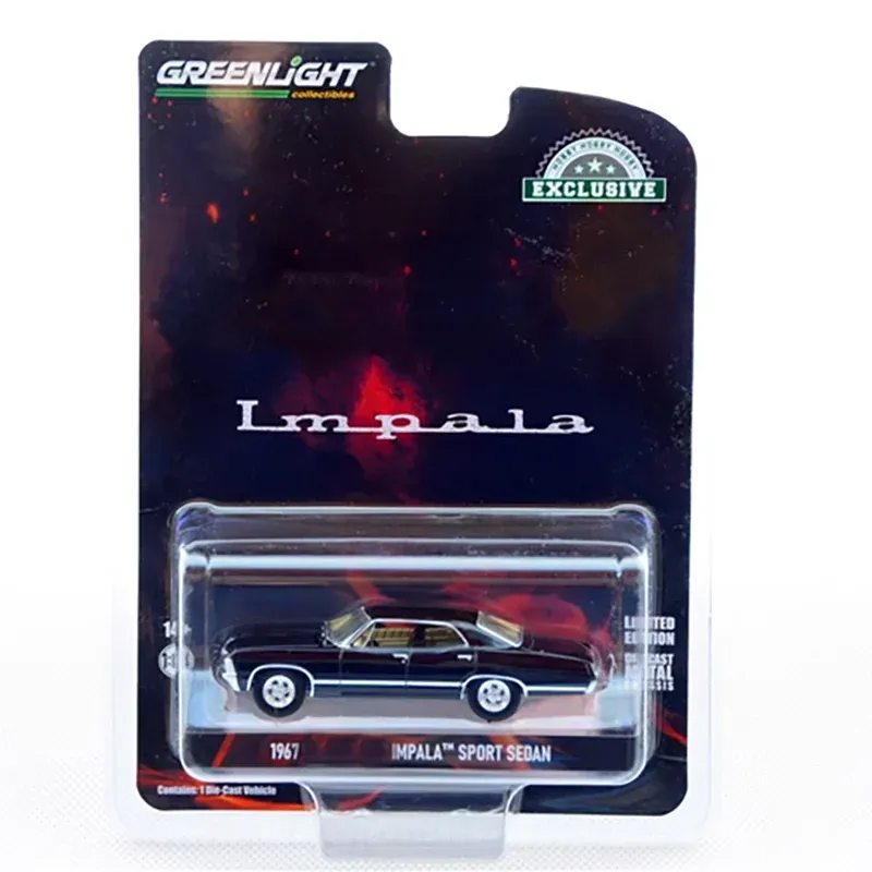 Bil Greenlight Model Diecast 1:64 Skala 1967 Impala Classic Sport Sedan Alloy Simulation Car Model Collection Display Toy Gifts