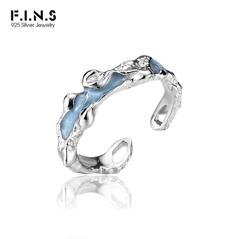 Rings F.I.N.S Koreaanse stijl Originele S925 Sterling Silver Email Ring Retro Old Drop Glaze onregelmatige oneffen vingerringen fijne sieraden