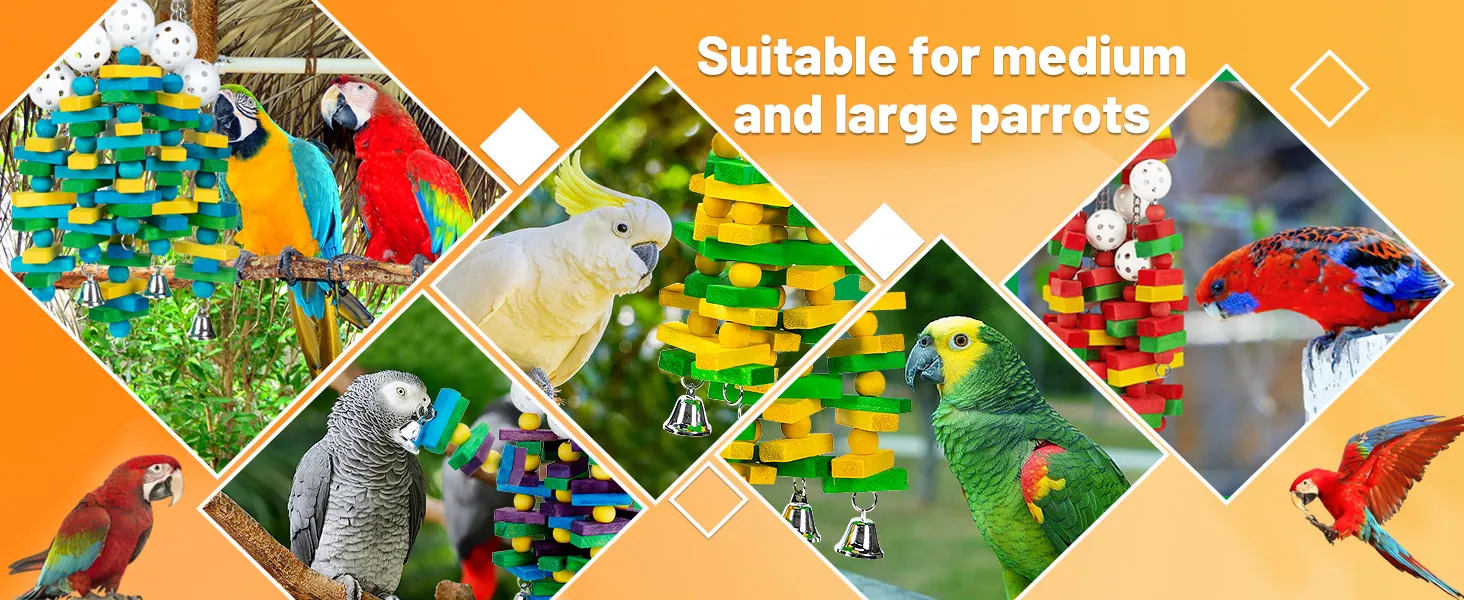 MEWTOGO Extra Large Bird Parrot Toy – For Cockatoos, African Greys & Macaws
