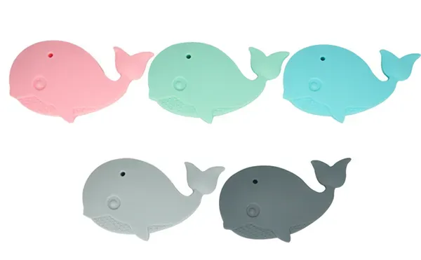 Silicone Whale Teether Teething Toy Food Grade Silicon Chew Pendant Sensory Nursing Toy Baby Chewelry DIY Craft Gifts