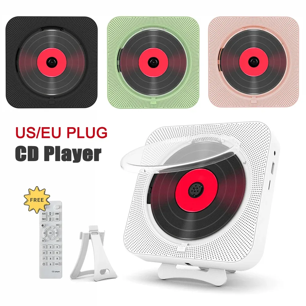 Player Portable Music Player Bluetooth Wall Mountable CD Player Stero Home Audio Boombox Infrared Wireless Remote Control FM Radio