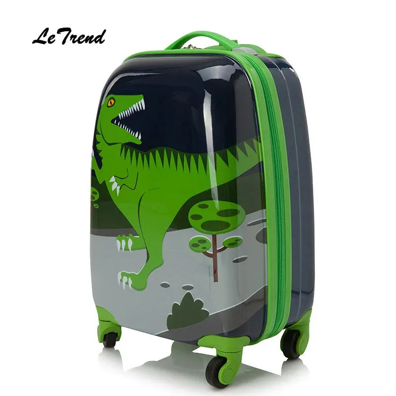 Bagaglio leTrend carino cartone animato valigie ruota per bambini dinosauro rotolare set da bagagli moratore per bambini borse da viaggio cabina studentesca baule