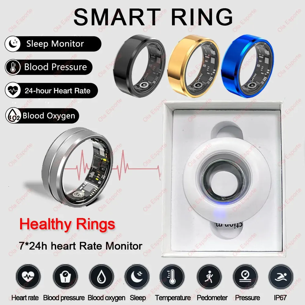 Ring de santé hommes femmes sport tracker de fitness tracker cardiaque somnolence moniteur de sang de la pression artérielle sanguin bluetooth smart anneaux 2024 240412