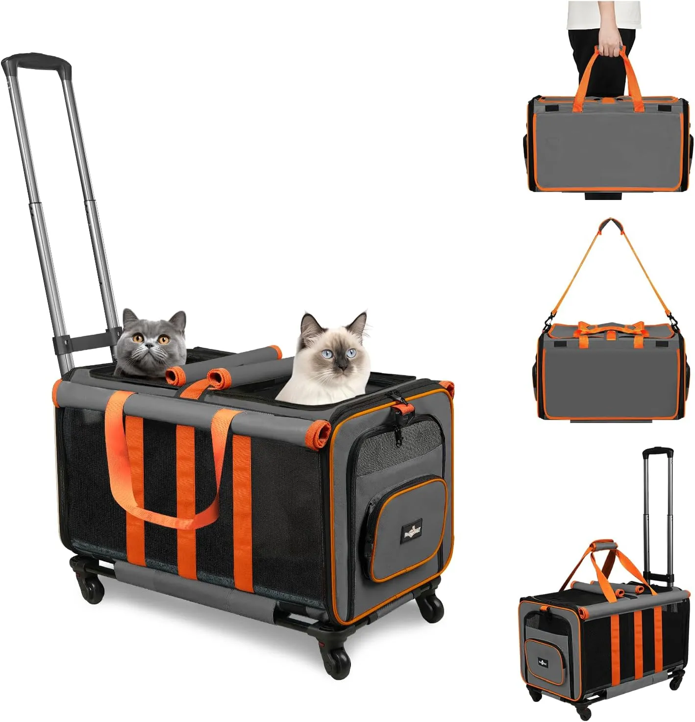 Double Cat Carrier on Wheels Foldable Pet Carrier for Cats, Premium  Quality, Shop Now!