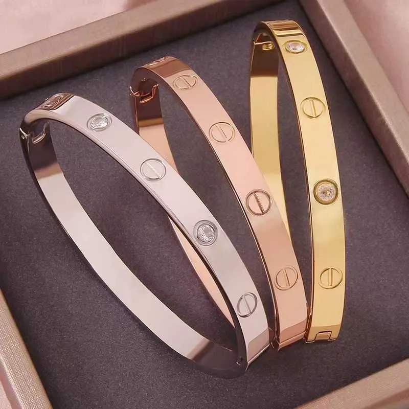 Diamond design men and woman for online sale Water Rose Gold Women Love Classic Wide Narrow Lovers with original bracelets