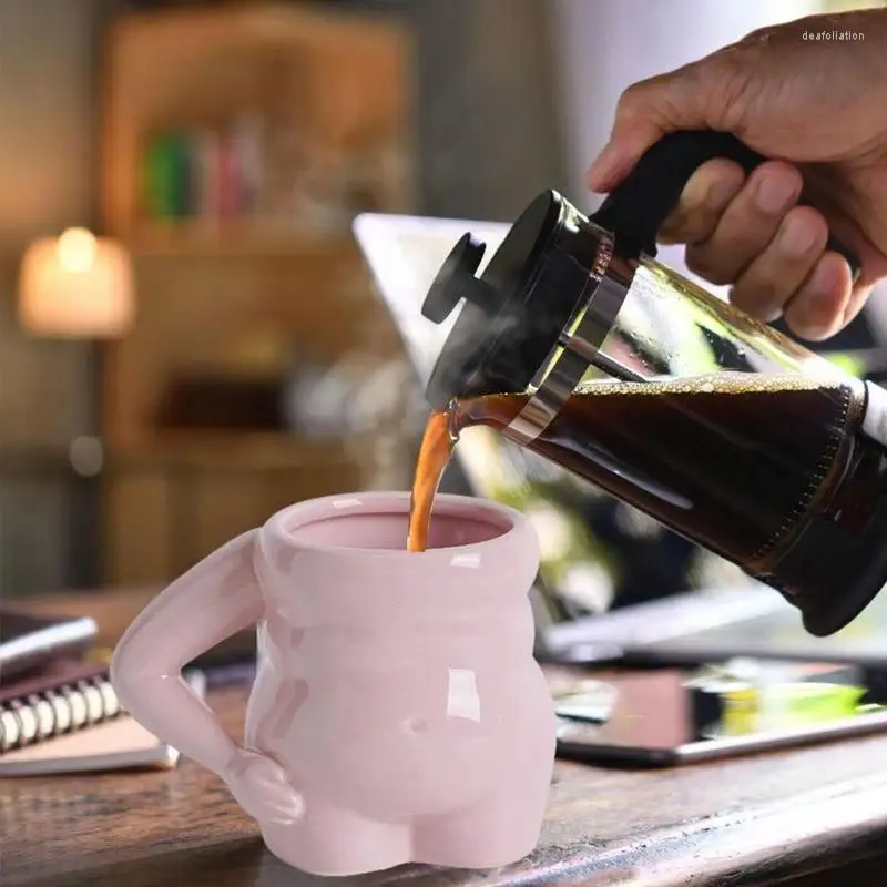 Muggar porslin kaffekoppar långvarig Använd tecknad handgjorda keramiska frukost kreativa personlighet smidig