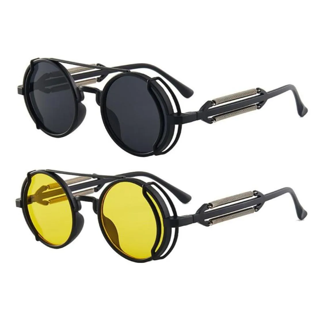 Lunettes de soleil punk steampunk rétro Men39 Brand Designer Round Eyewear Gothic Style Products Women UV400 SunglessUnglasses4159166