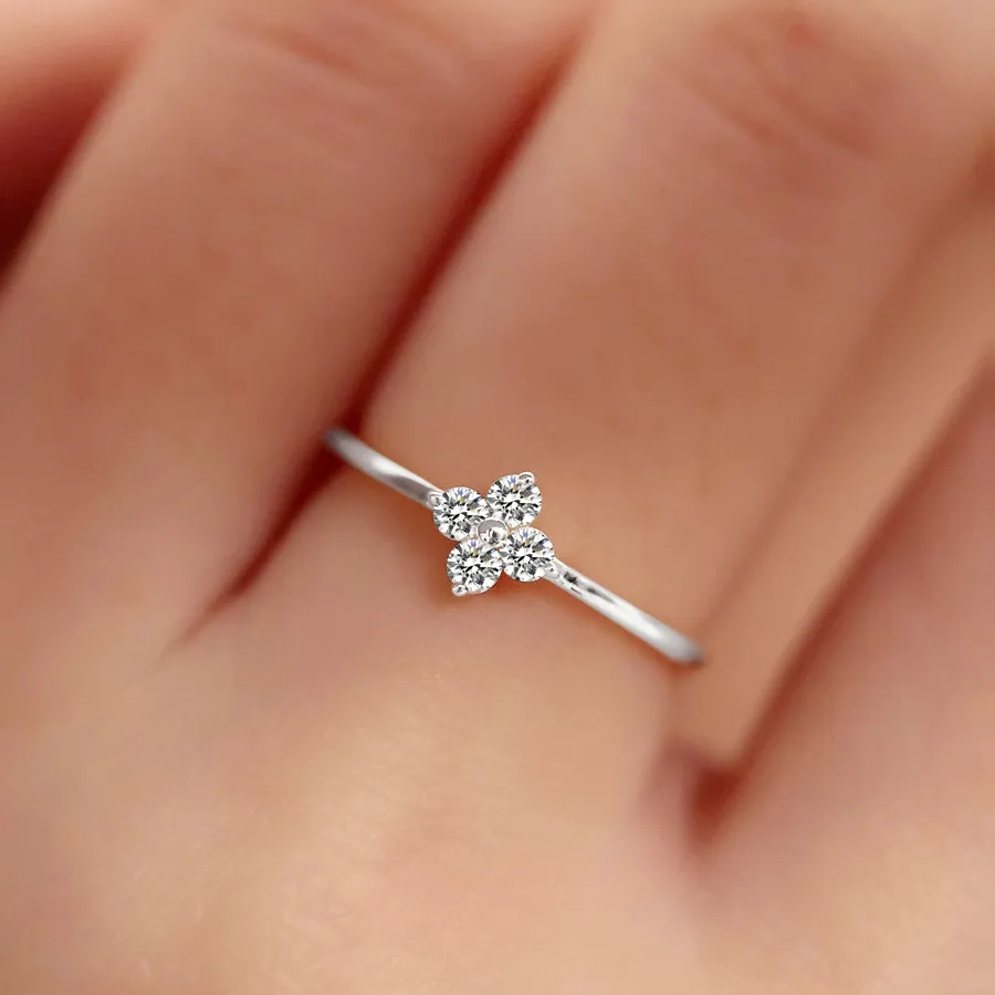 Top S925 Sterling Silver Zircon Fine Ring Women's Exquisite Niche Design High-Grade Temperament All-Match Silver Ring