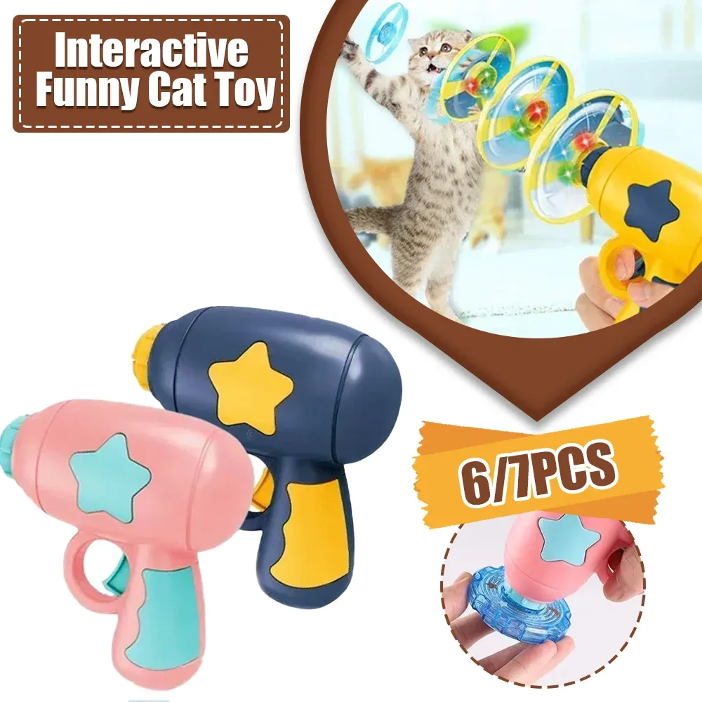 Toys Funny Cat Toy Toy Interactive Teaser Training Toys Flying Disc giro Gyro Launching Game Toy Usciatura per le forniture per animali domestici Accesso ai giocattoli per cani