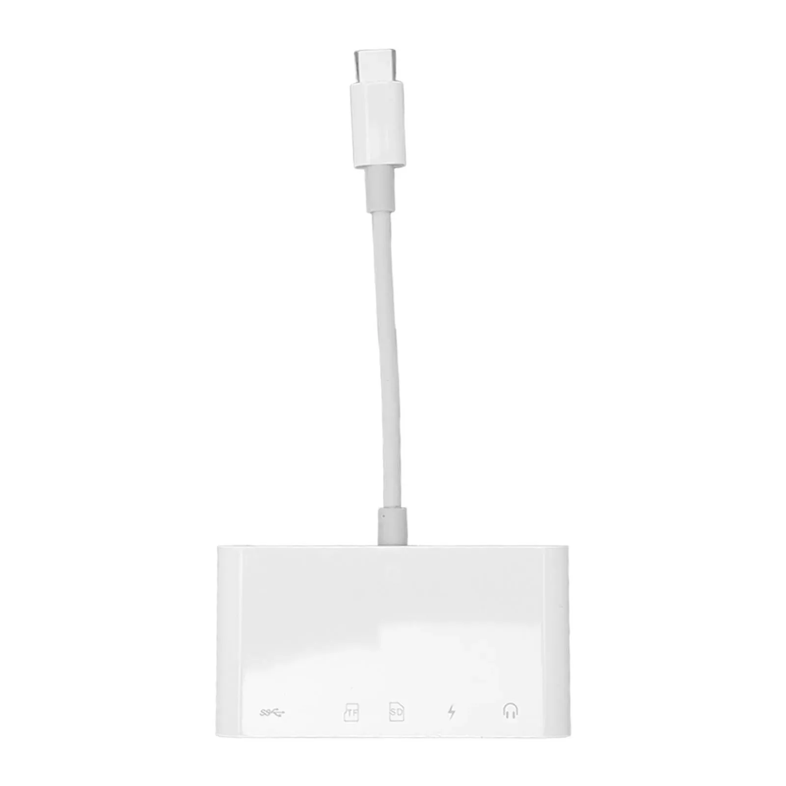 Nav 5 i 1 USB C -nav med USB3.0 Port Storage Card Memory Card Reader Slot Typ C laddningsport 3.5mm AUX Port USB Hub Adapter