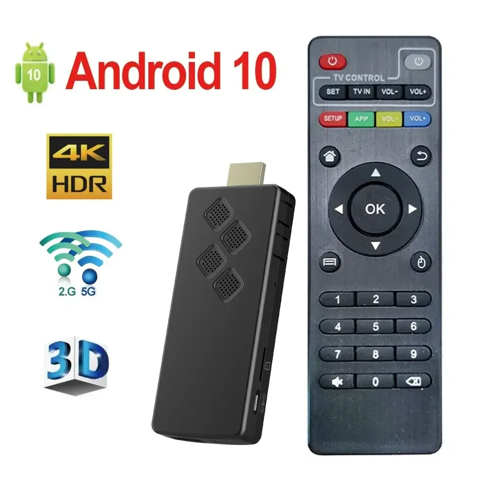 Stick 2024 novo Q2 TV Smart Stick Android 10 2GB 16GB AllWinner H31 Suporte 4K 2.4G5.8G WiFi Streaming Bluetooth Smart TV Box 1 GB 8GB