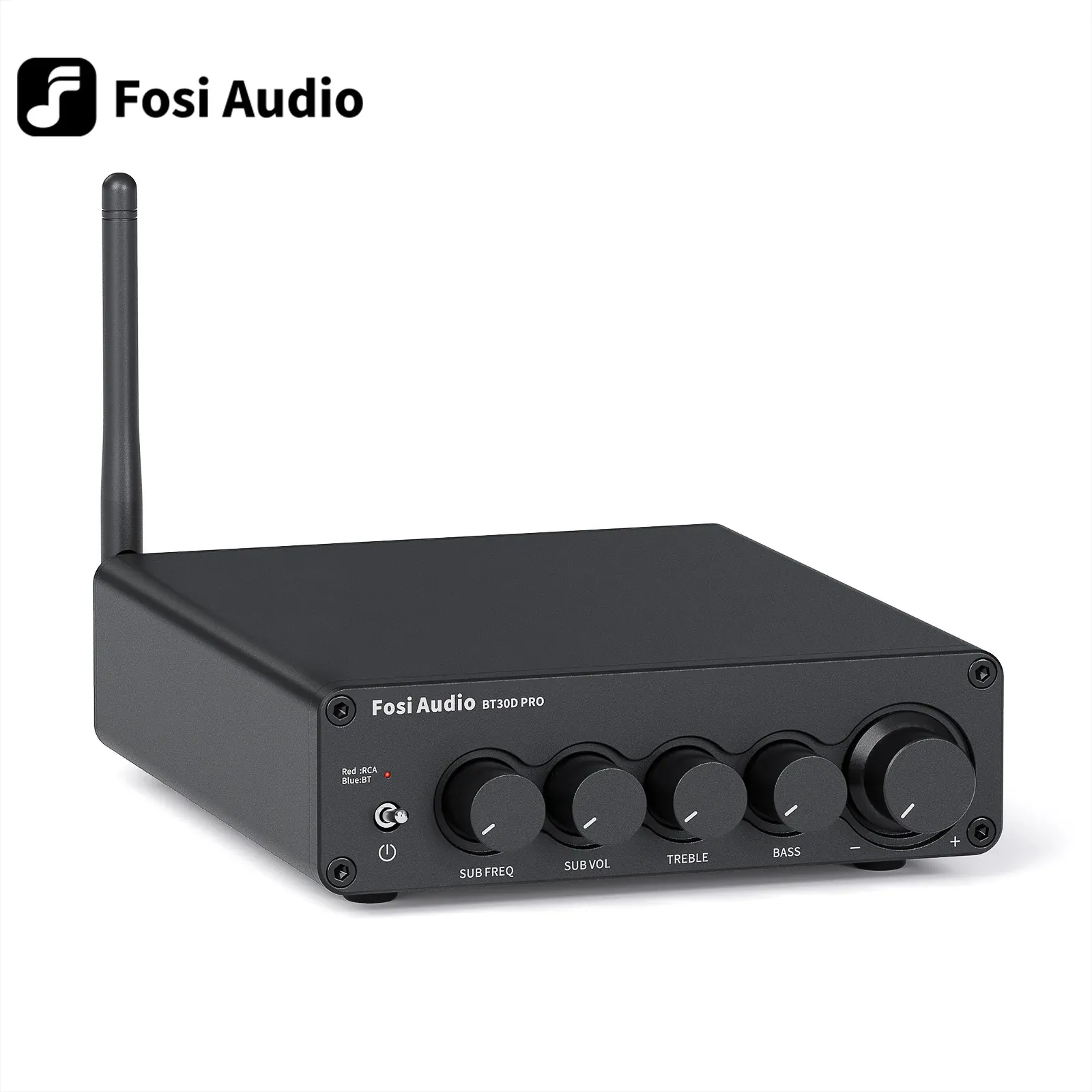 Amplificador 2022 Novo amplificador de potência do Bluetooth de áudio Fosi Bluetooth Reciver de áudio do canal 2.1 para subwoofer de alto -falante 165wx2 +350w BT30D Pro