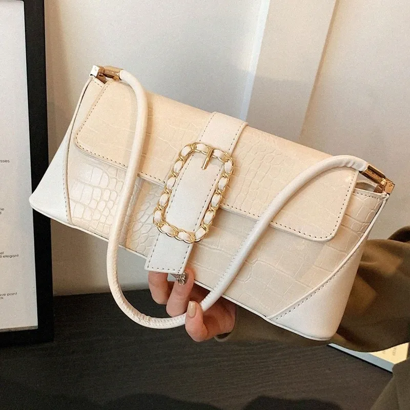 2023 Nuevo retro Mujeres Beige Brown Axila Bolsas Bolsos de Lady Casual Lady STE Patrón Bolsos de hombro Femenino Bolsas de axilas elegantes 00if#