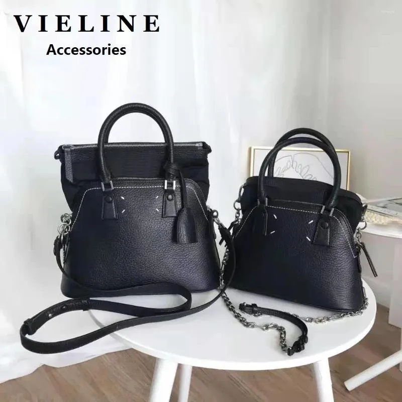 Drawstring Vieline Women's Shell Handbag äkta läder axelväska messenger crossbody