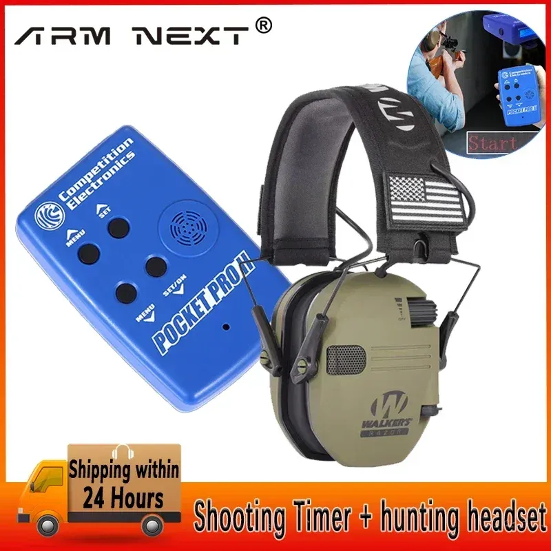 Accessories Electronic Shooting Timer Pocket Pro Timer II with Sensor Buzzer Shooting Training Timer, Hunting Noise Canceling Headphones