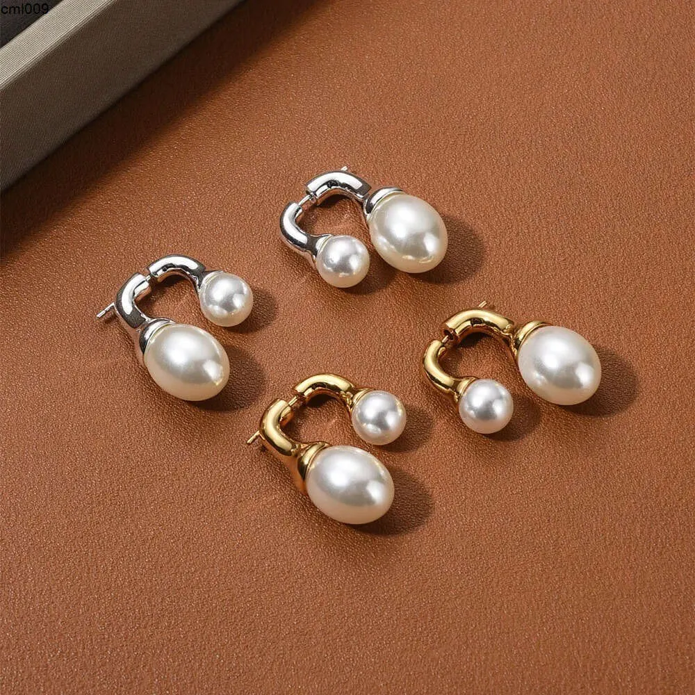 Orecchini di perle anteriori e posteriori del designer originale Stud Trend Silver Agone Silver All-Match Fashion Gold