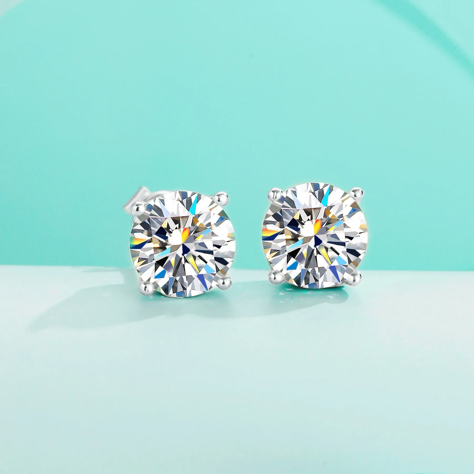 Brincos reais d coloros moissanite brincos 100% 925 prata esterlina 4 garras brinco para mulheres com cintilação de jóias finas de casamento fino presentes