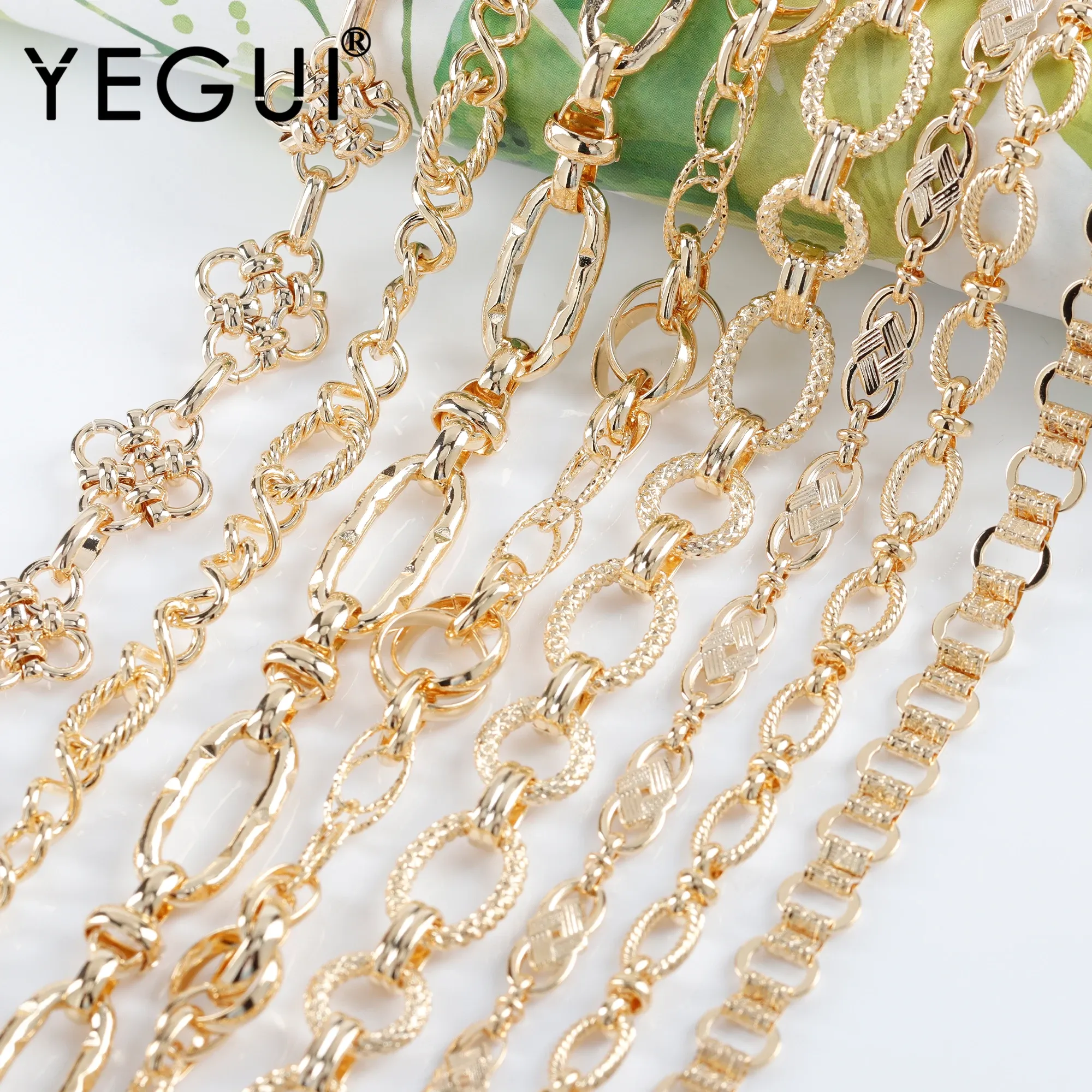 STRANDS YEGUI C230, DIY -ketting, sieradenbevinding, 18K vergulde, koperen metaal, rhodium vergulde, sieraden maken, doe -het -zelf -armband ketting, 1 m/lot