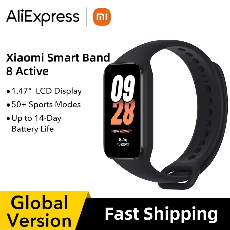Wristbands New Global Version Xiaomi Smart Band 8 Active1.47" LCD Display Bluetooth 5ATM Waterproof Heart Rate Monitor 50+ Sport Modes