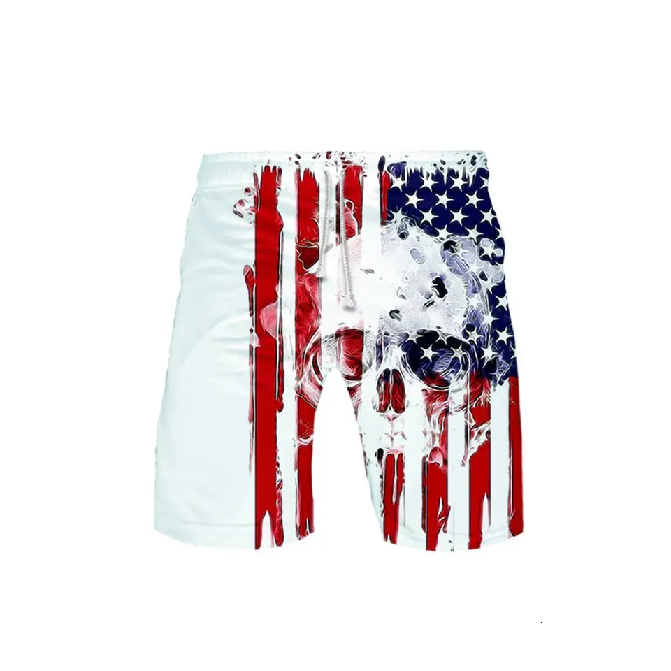 Skull Eagle USA Flag 3D Board Shorts Trunks Summer Quick Dry Beach Swiming Men Hip Hop Short Pants kläder 240409
