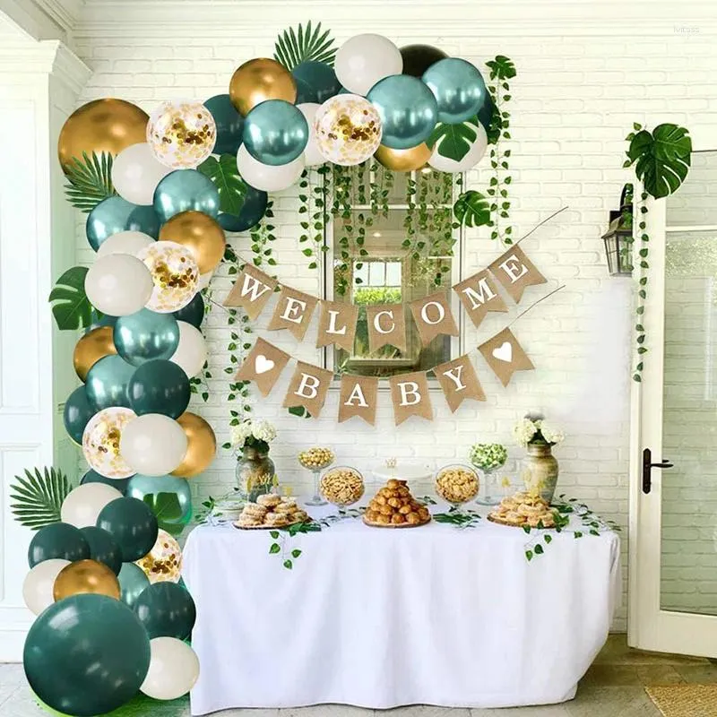 Party Decoration Jungle Theme Safari Green Balloon Garland Arch Backdrop Plam lämnar Ivy Vine Neutral Birthday Balloons Supplies