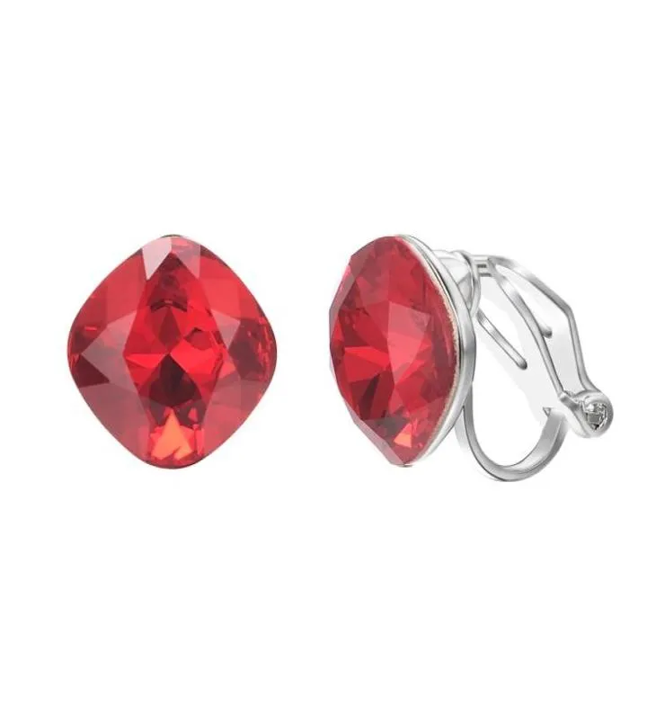 Yourefs Fashion Jewelry 18K Gold Plated Red Zircon Ear Clip Earrings Woman Anniversary Christmas Earring Gift4428004