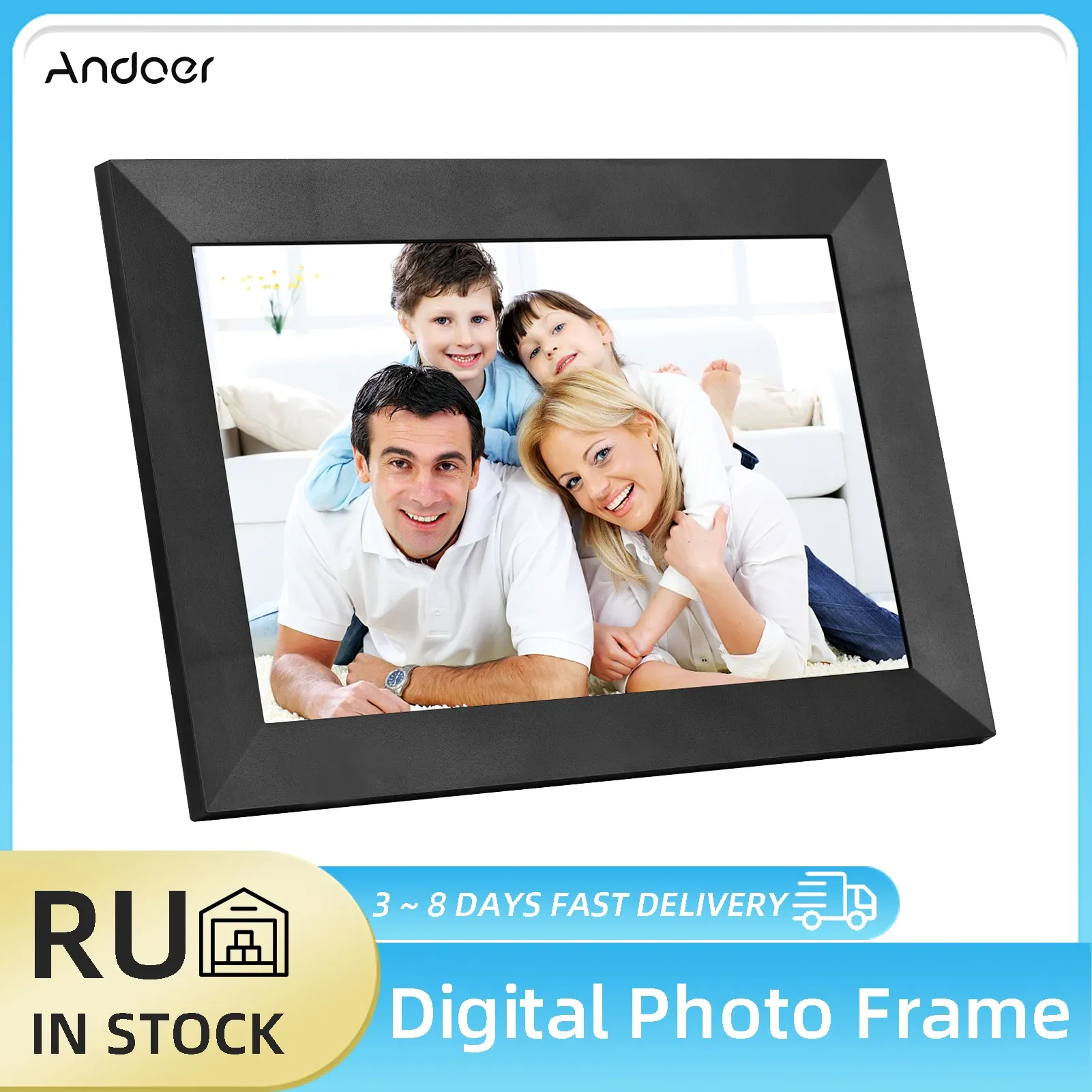 Управление Andoer 8 "10.1" Smart Wi -Fi Photo Frame 1280*800 Цифровой каркас рамки IPS Сенсорный экран 16 ГБ