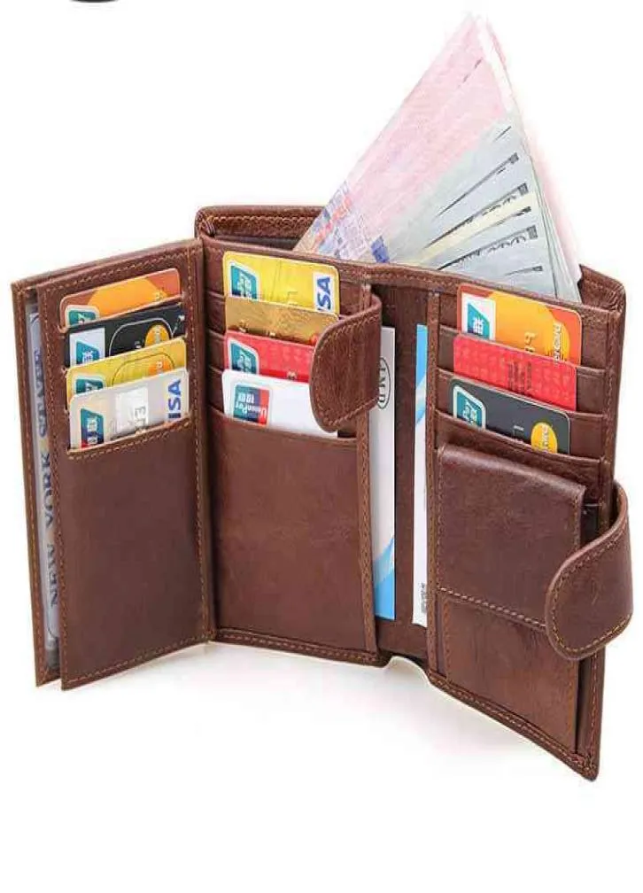 Wholale Germany style trifold genuine card wallet leather wallet for men8019868