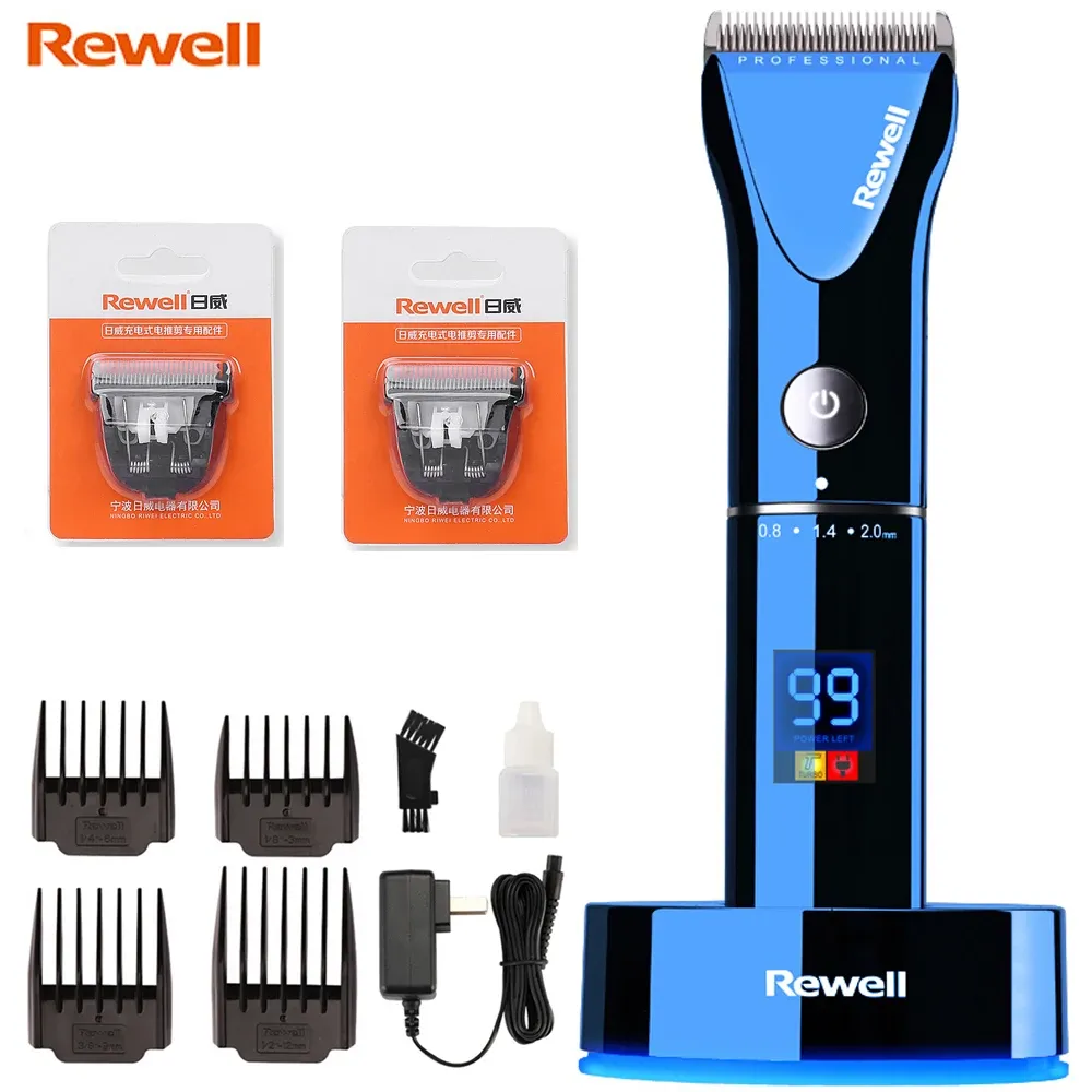 Clippers Rewell F17 Professional Electric Hair Clipper Lithium Rechargeable Hair Trimmer Beard Shaver Titanium Adjustable Cutter Machine