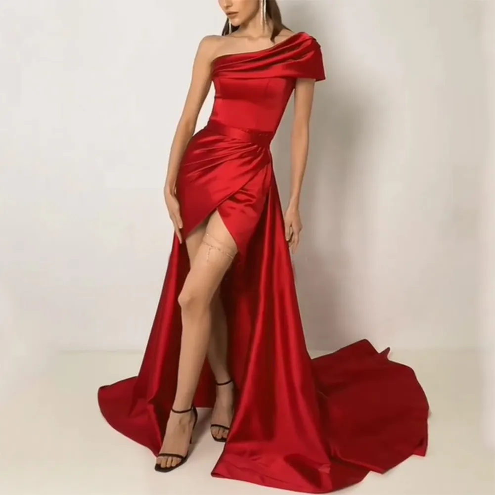 One Shoulder Mermaid Evening Dress Long Prom Gown Burgundy Satin Formal Party Dress with Slit from Dhgate Boutique Occasion Dresses - price 95.48 One Shoulder Mermaid Evening Dress Long Prom Gown Burgundy Satin Formal Party Dress with Slit from Dhgate Boutique Occasion Dresses - price 95.48
