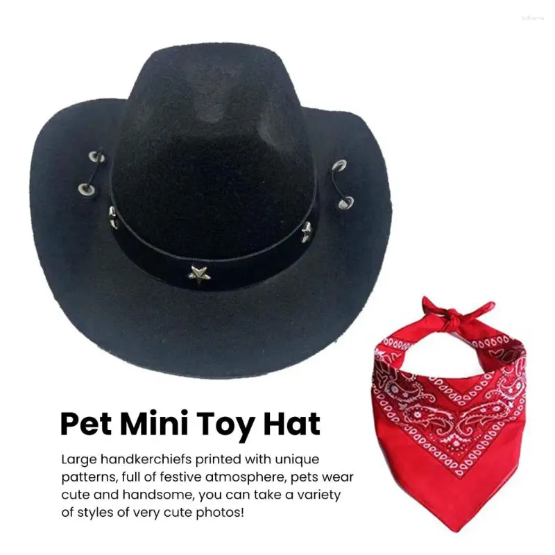 Hundkläder Pet Cowboy Hat Scarf Set Temed Costume Stylish Western Breattable Justerable For Dogs