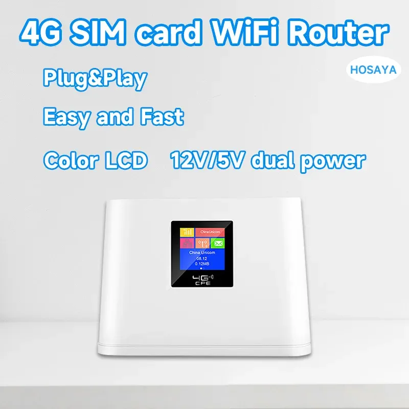 Router 4G SIM SIM CARD WiFi Color Colore LCD Display LTE 4G Modem Hotspot RJ45 Router wireless 4G CPE 12V/5V POTENZA PORTATILE WiFi