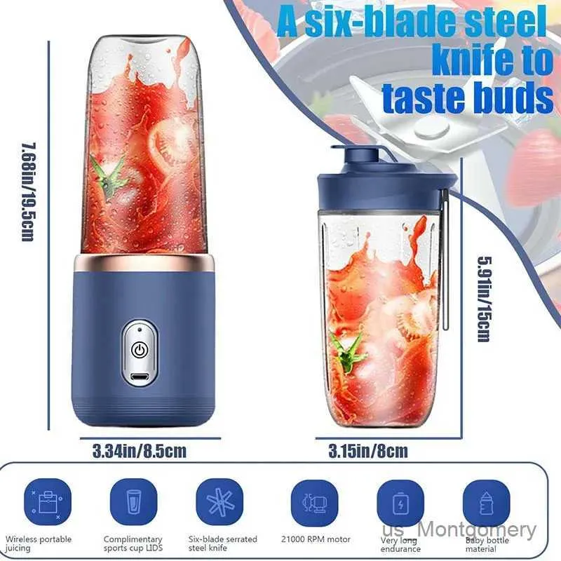 Juicers Electric Juicer Blender 6 Blades Juicer Cup Mini Fruit Mixers Juicers Fruit Extractors Usb Charging Fruit Squeezer Blender