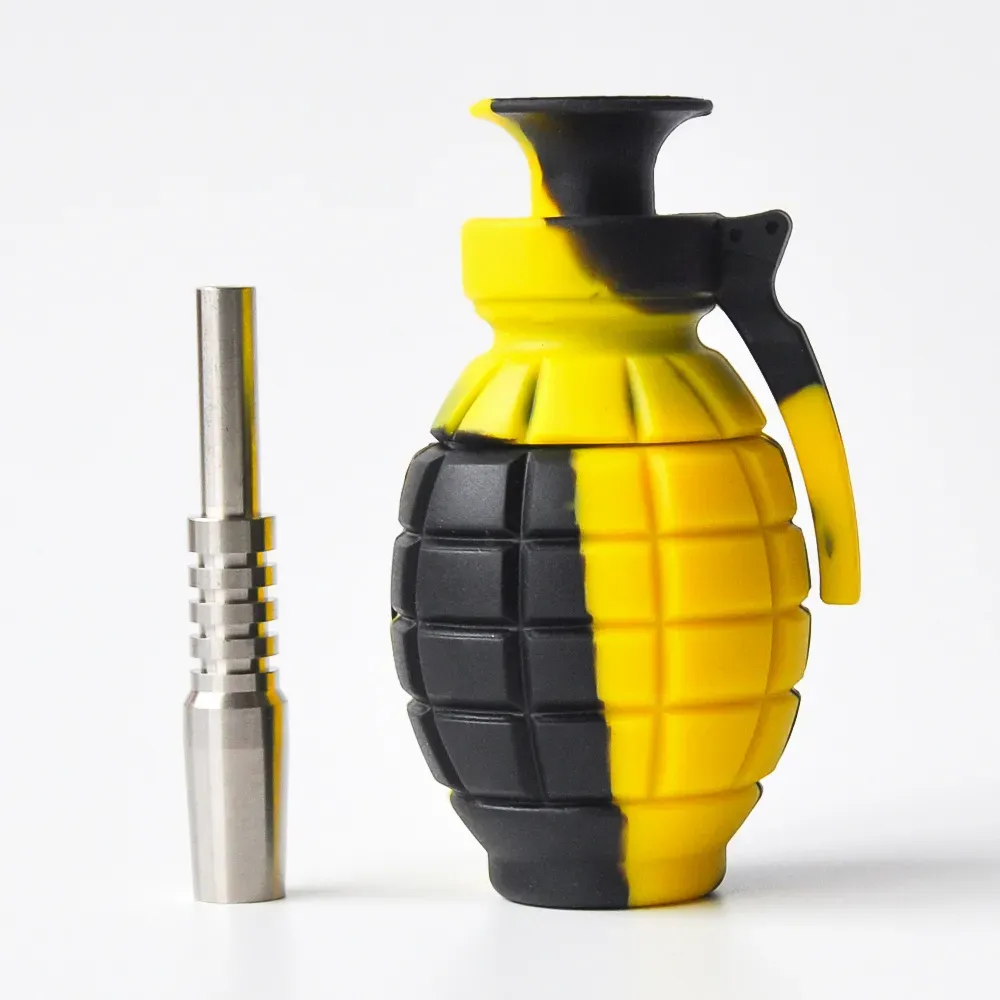 Grenade Silicone Nectar Collector Kit with gr2 14mm titanium tip oil rig silicone bong water pipe