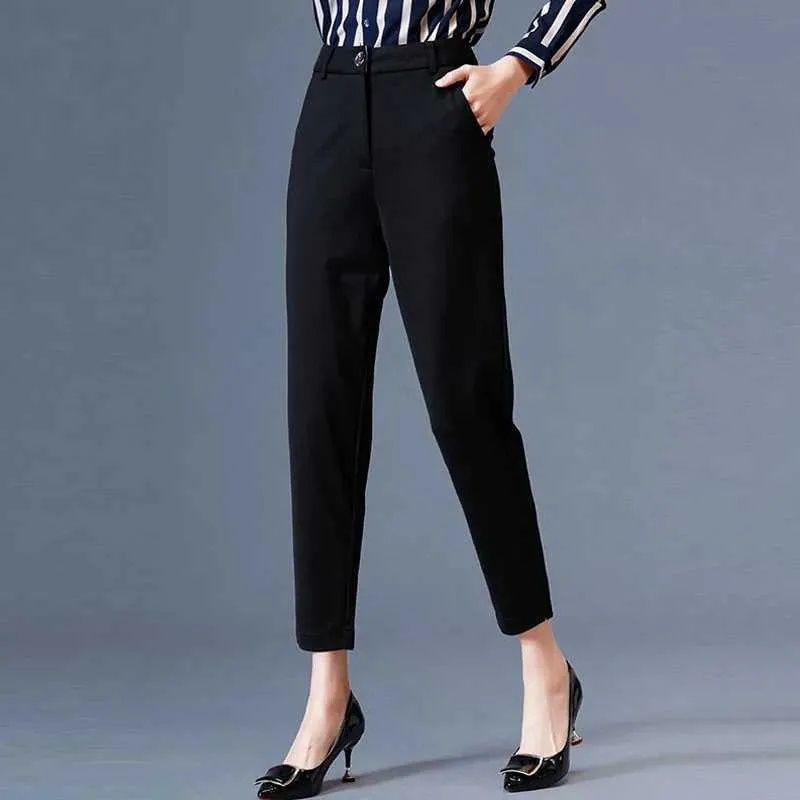 Women's Pants Capris Middle-Aged Womens Pants High Waisted cropped Pants Harun Long Pants Loose Fitting Straight Tube Fat MM Black y2k Womens Pant Y240422