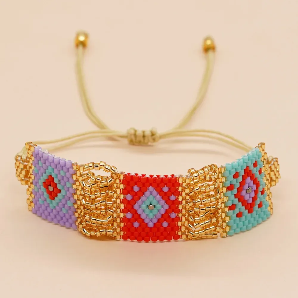 Strands go2boho bohemian geometrico schema di colori speciali divertimento leggero bracciale in perline fatto a mano