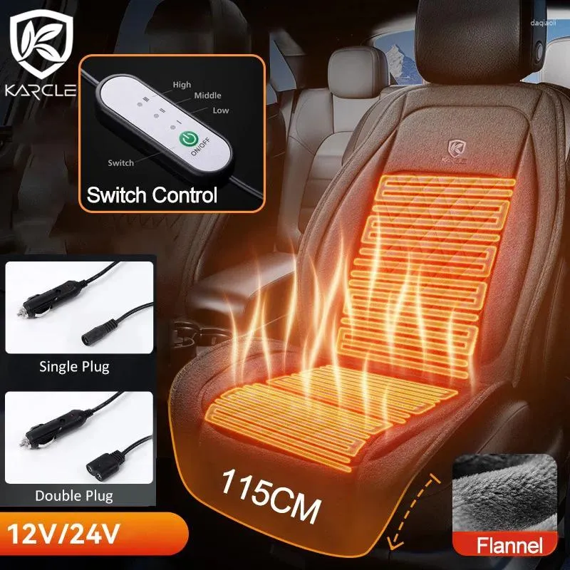 Car Seat Covers 12-24V Heated Flannel Cushion Winter Lengthen Warmer Heating Accessories Pads Universal Auto Heater Cover